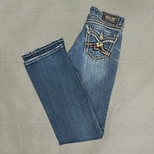 Miss Me Low-Rise Bootcut Jeans 27 Medium Wash Sequined Pocket JD1047B Y2K Bratz